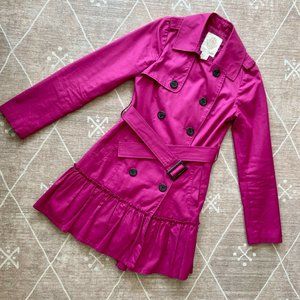 BB Dakota Pink Ruffle Trench Coat, Size S